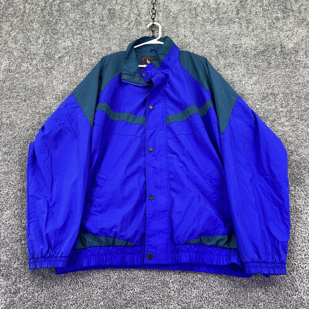Vtg Field & Stream Jacket Mens XLT Blue Nylon Windbreaker Full Zip Outdoor 90s